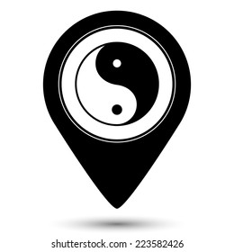 Yin yang symbol icon - vector map pointer