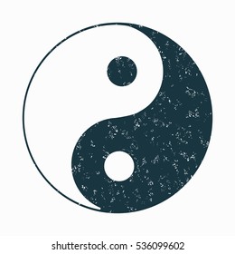 Yin Yang symbol. iIcon, Grunge. Vector.