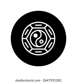 Ilustração de símbolo Yin Yang dentro de um círculo geométrico que promove harmonia e equilíbrio para desenhos serenos
