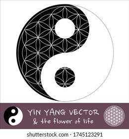 yin yang symbol incrusted with the flower of life (vector set)