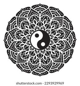 Yin Yang symbol inside mandala