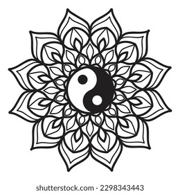 Yin Yang symbol inside mandala