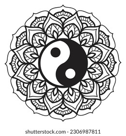 Yin Yang symbol inside mandala