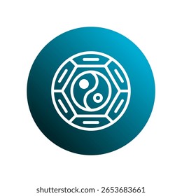 Símbolo Yin e yang dentro de um círculo azul moderno representando equilíbrio da harmonia da vida