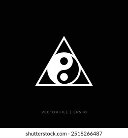 yin yang symbol inside triangle logo