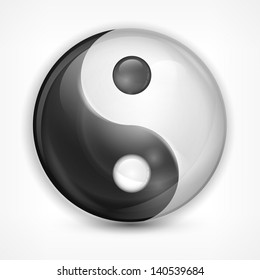 Yin yang symbol isolated on white, vector illustration . Vector Illustration.