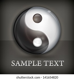 Yin yang symbol isolated on black, vector illustration .