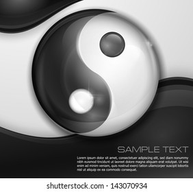 Yin yang symbol isolated on white black background, vector illustration .