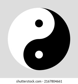 Yin Yang symbol isolated on gray background. Harmony and balance icon with right proportions