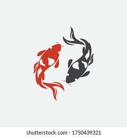 Yin Yang symbol with Koi fish vector illustration. Koi fishes in the form of a symbol of Yin and Yang vector