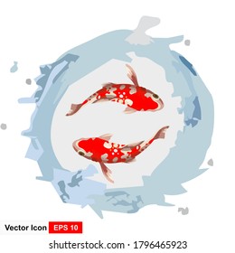 Símbolo Yin Yang con ilustración vectorial del pez Koi. Los peces Koi en forma de símbolo del vector Yin y Yang