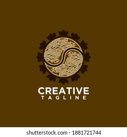 Yin yang symbol with leaf , design vector template