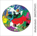 yin yang symbol with liquid background