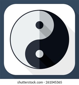 Yin and yang symbol with long shadow