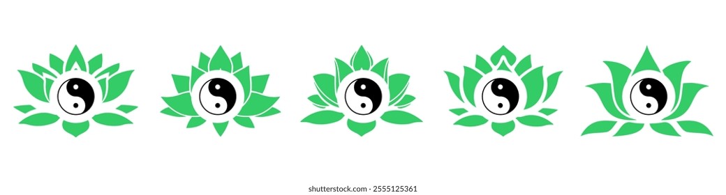 Yin Yang Symbol with a Lotus Flowe, spiritually or ballance symbol, for spa zen or yoga and therapy meditation illustration vector