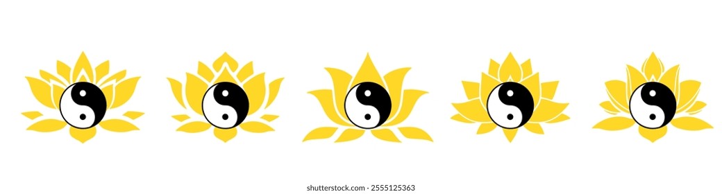 Yin Yang Symbol with a Lotus Flowe, spiritually or ballance symbol, for spa zen or yoga and therapy meditation illustration vector