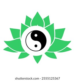 Yin Yang Symbol with a Lotus Flowe, spiritually or ballance symbol, for spa zen or yoga and therapy meditation illustration vector