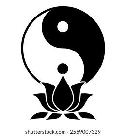 Yin Yang Symbol with a Lotus Flowe, spiritually or ballance symbol, for spa zen or yoga and therapy meditation illustration vector