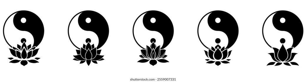 Yin Yang Symbol with a Lotus Flowe, spiritually or ballance symbol, for spa zen or yoga and therapy meditation illustration vector