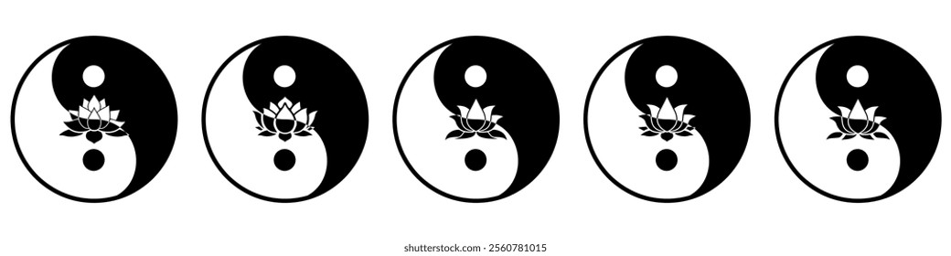 Yin Yang Symbol with a Lotus Flowe, spiritually or ballance symbol, for spa zen or yoga and therapy meditation illustration vector