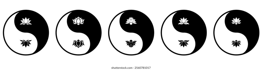 Yin Yang Symbol with a Lotus Flowe, spiritually or ballance symbol, for spa zen or yoga and therapy meditation illustration vector