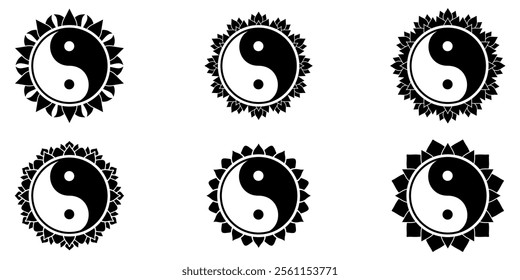 Yin Yang Symbol with a Lotus Flowe, spiritually or ballance symbol, for spa zen or yoga and therapy meditation illustration vector	