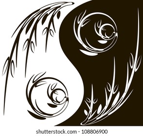 Yin Yang symbol made of branches