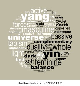 Yin And Yang Symbol Made With Words