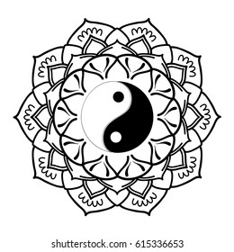yin yang symbol with mandala