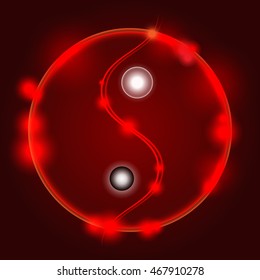 Yin Yang symbol on abstract background , vector illustration .