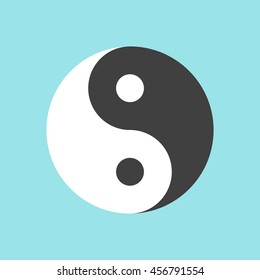 Yin and yang symbol on blue background. Harmony and balance concept. Flat design. Vector illustration. EPS 8, no transparency