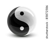 Yin and Yang symbol on a glossy ball