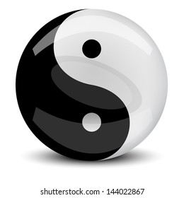 Yin and Yang symbol on a glossy ball