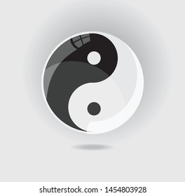 Yin and Yang symbol on a glossy ball