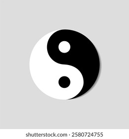 Yin Yang Symbol on Grey Background