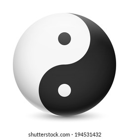 Yin and Yang symbol on white background. Harmony and balance of opposites