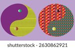 yin yang symbol with pattern colorful
