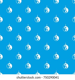Yin Yang symbol pattern repeat seamless in blue color for any design. Vector geometric illustration