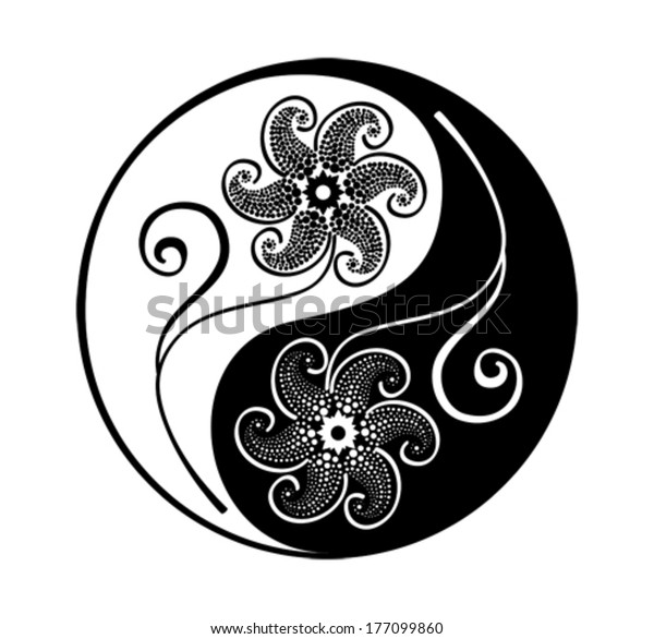 Yin Yang Symbol Patterned Flowers Vector Stock Vector (Royalty Free ...