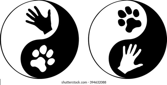 Yin Yang Symbol With Paw And Hand