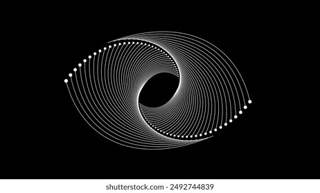 Yin yang symbol of peace. Spiral sound wave. Abstract vector background with dynamic geometric lines pattern.