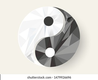 Yin Yang symbol polygonal ,vector illustration.