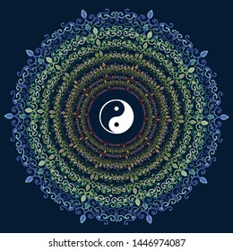 Yin Yang symbol with positivity and well being