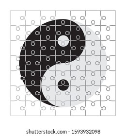 Yin Yang Symbol With Puzzle Pattern. Yin Yang Puzzle Pieces Vector Illustration