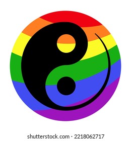 yin yang symbol. rainbow colors sign in LGBTQ style, vector icon illustration