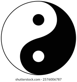 Yin and Yang symbol, representing balance and harmony. Classic design with black and white.