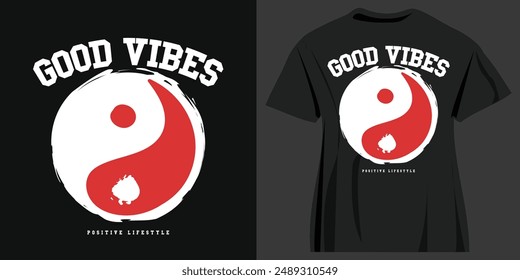 Yin yang symbol retro vintage typography. Vector illustration design for print, graphic, poster, sticker, fashion, slogan tee, t shirt.