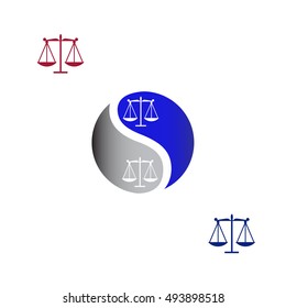 Yin Yang symbol with scale of justice 