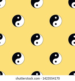 Yin yang symbol seamless pattern, background. Vector illustration.