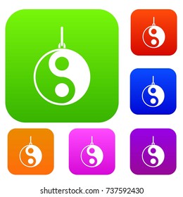 Yin Yang symbol set icon color in flat style isolated on white. Collection sings vector illustration